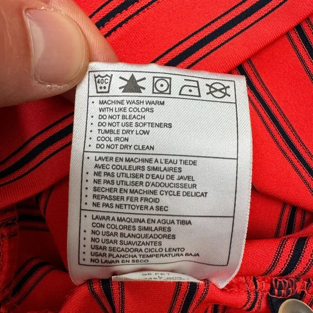 Nike Golf FitDry Polo Shirt Mens Large Red Blue Striped Performance Activewear